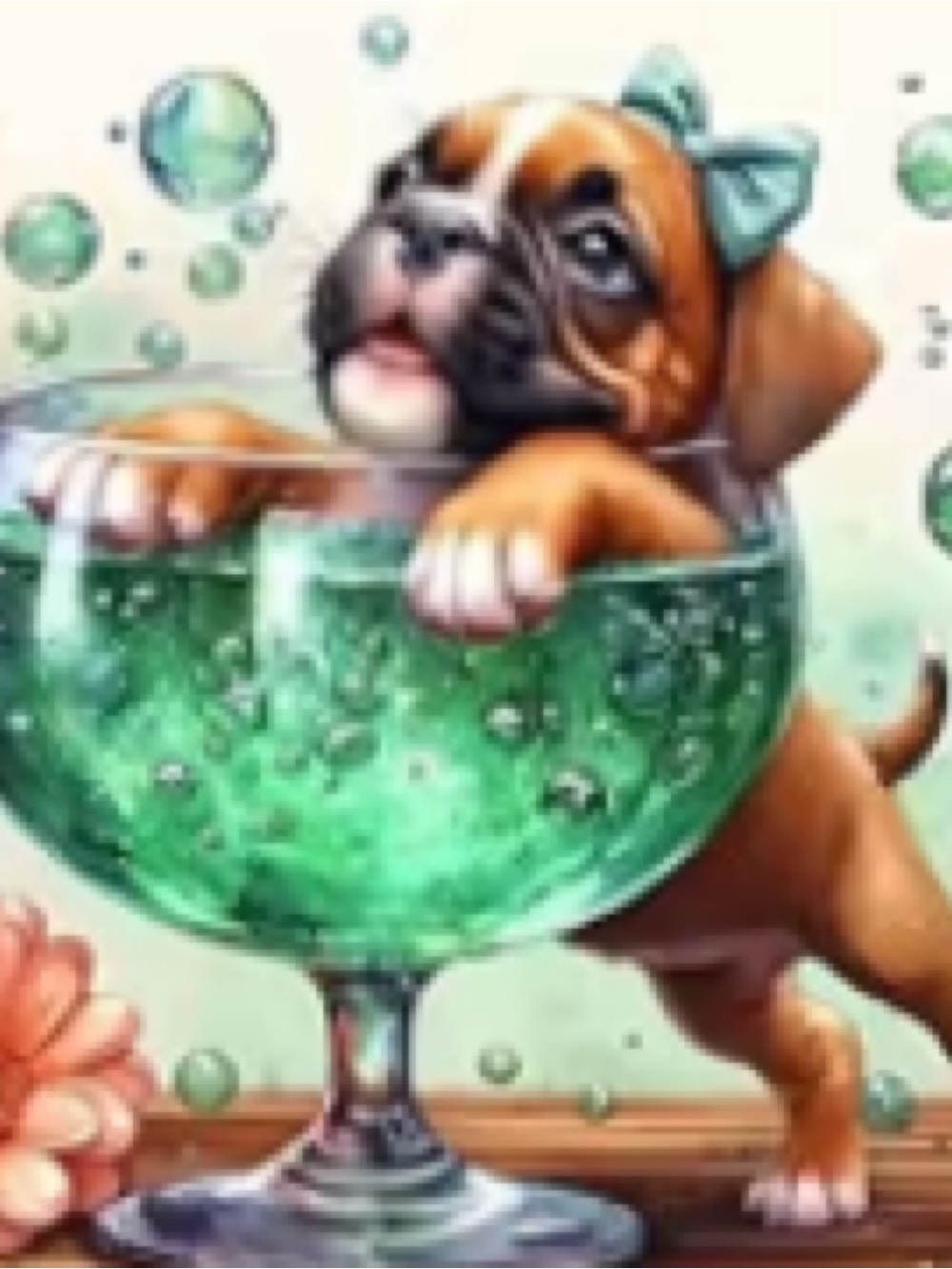 Diamond Art Kit Bulldog - Green Bubble Glass Wall Decor